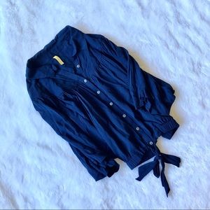 Free People Flowy Navy Blouse